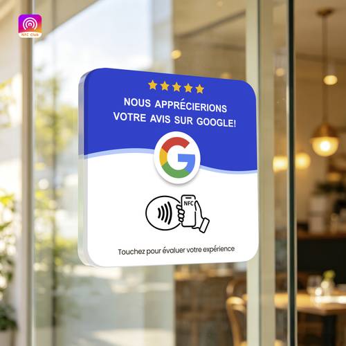 photo de l'article plaques de nfc avec google pour avec système nfc tap-to-review, plaques professionnelles pour smartphones, configuration facile pour des et la « évaluez- », installation perçage pour bureaux, restaurants