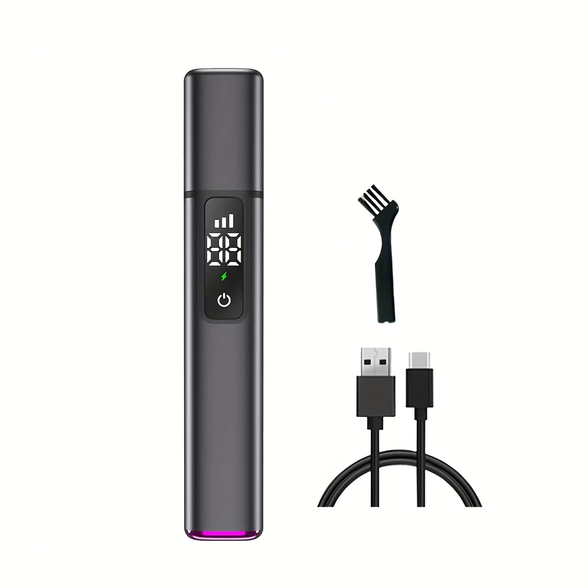 mini mens electric ear nose hair trimmer   professional grooming tool with led display usb c rechargeable compact portable design durable plastic construction ideal holiday gift for men barber accessories Product details 0