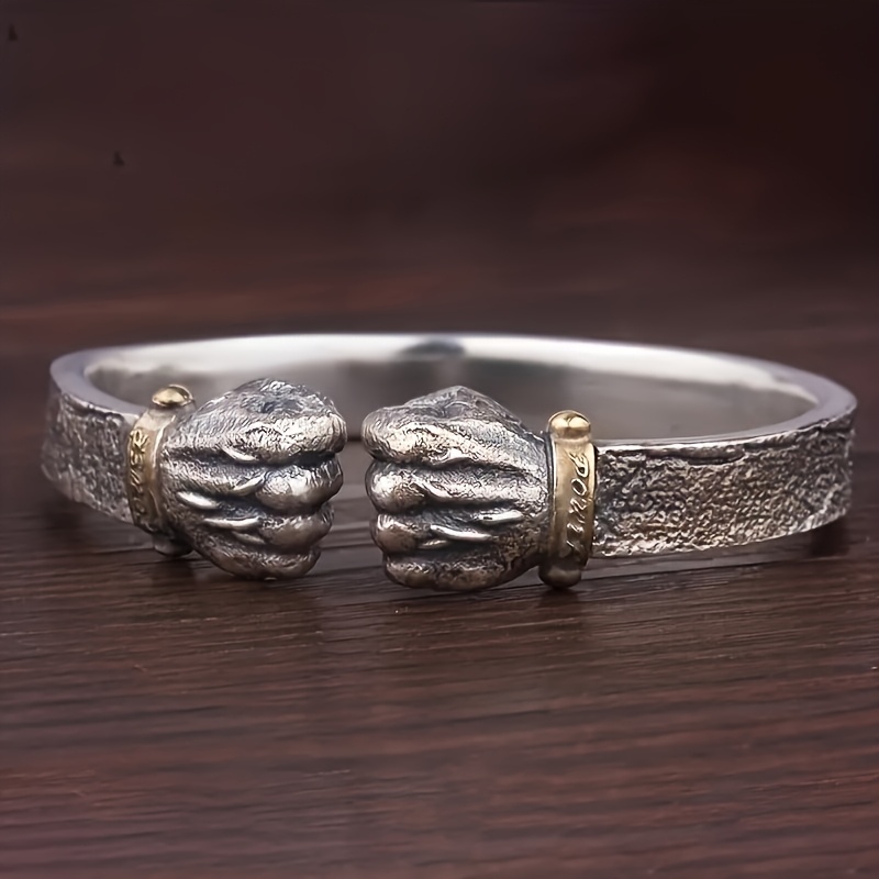 TEMU Of Big Open Bangle Men's Retro Distressed Wealth And Blessing