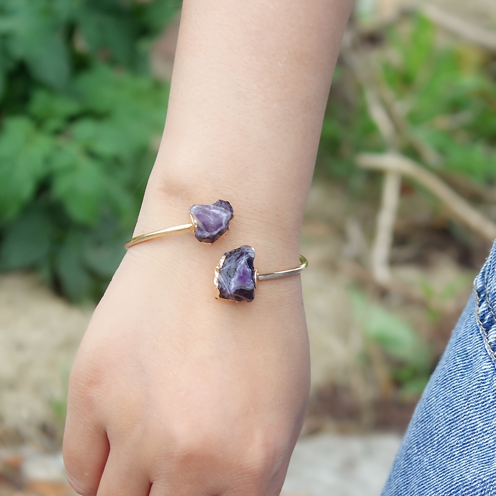 

Elegant Adjustable Amethyst Bracelet For Women - Natural Gemstone, Perfect For Casual Attire & Gifting