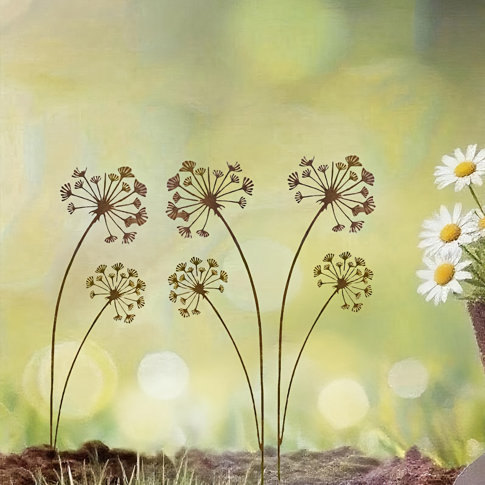 E-shop 2D Flat - 【2D Flat】 2D Flat - [2D Flat] Gartenbodenfliese, 3er Set, 2D, Metall Löwenzahn Silhouette, Ländlicher Bauernhaus Rasen, Villa Hof