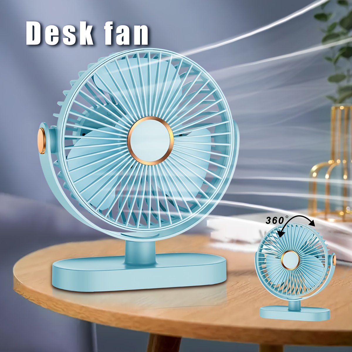 

Usb Daily Life Fan, 5 Speed Personal Cooling Fan With Led Light, 3000mah-360° Rotation Small And Quiet, Powerful Portable Strong Airflow, Suitable For Outdoor Home Office