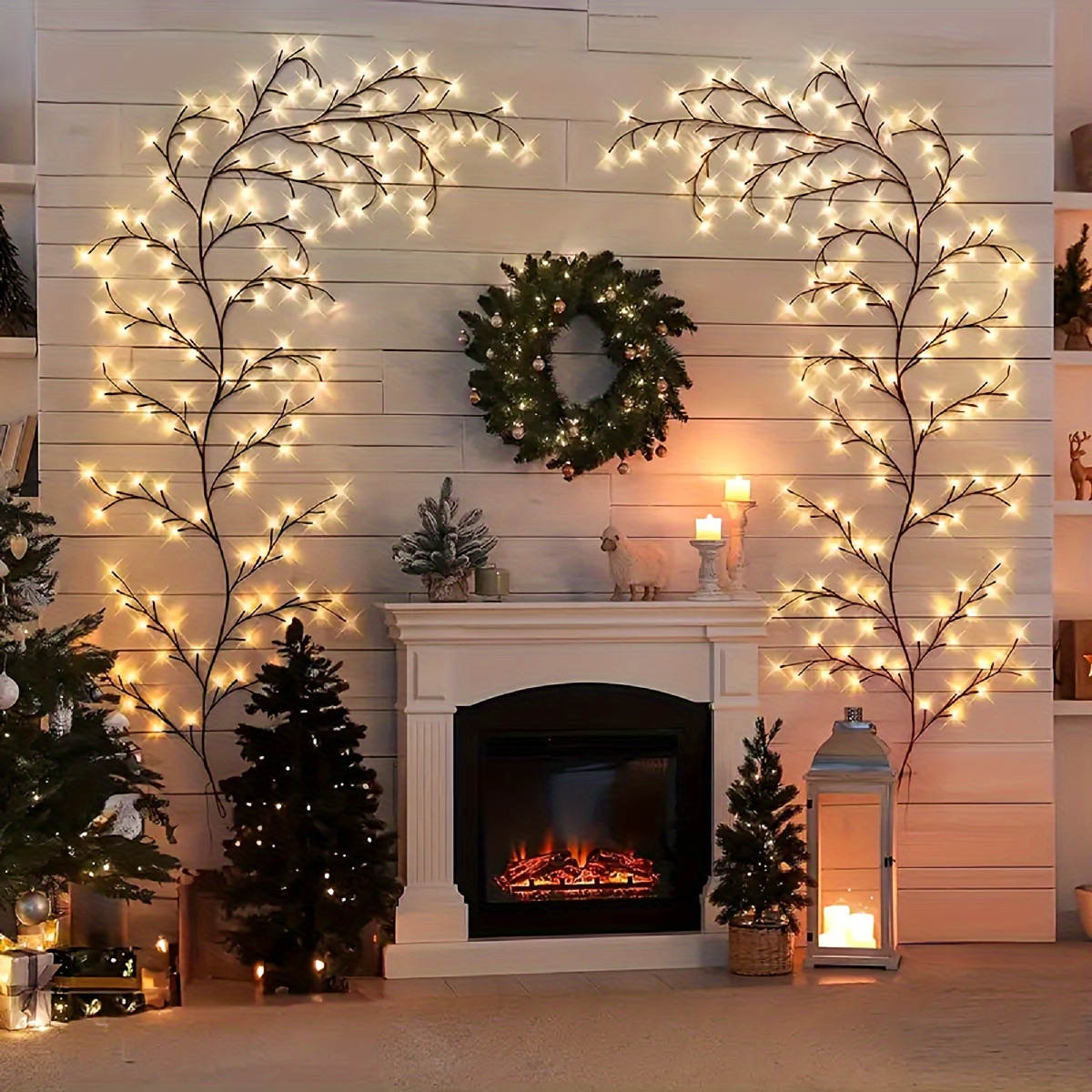 

1pc Indoor Wall Decoration Artificial Plant Tree Branch Lamp, 72ween Christmas Gift, Remote Control