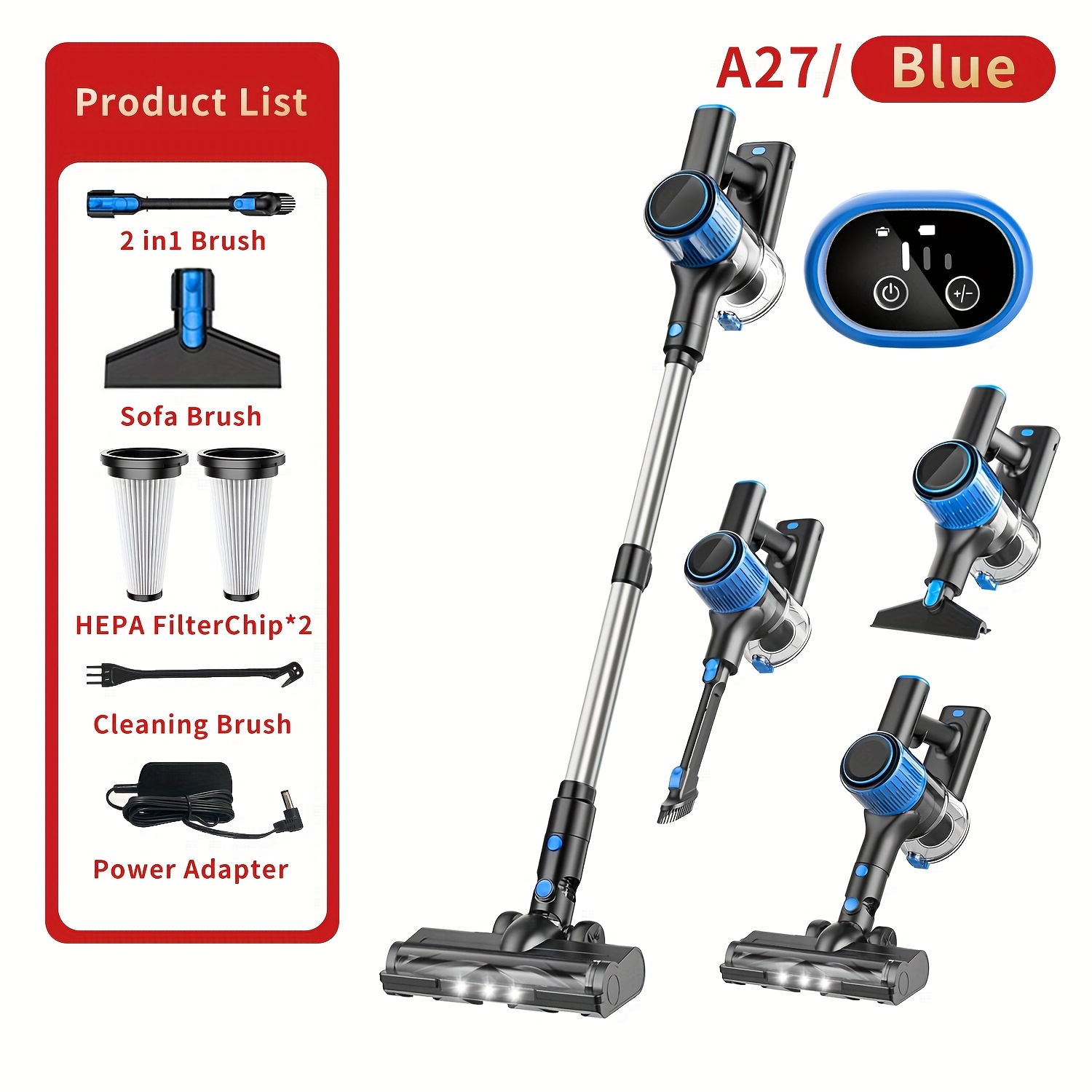 TEMU Cordless Vacuum Cleaner, Lightweight Stick Vacuum Powerful Suction, 3 Suction Modes, Led Display, Anti- Vacuum Cleaner For Home, Hard Floor,