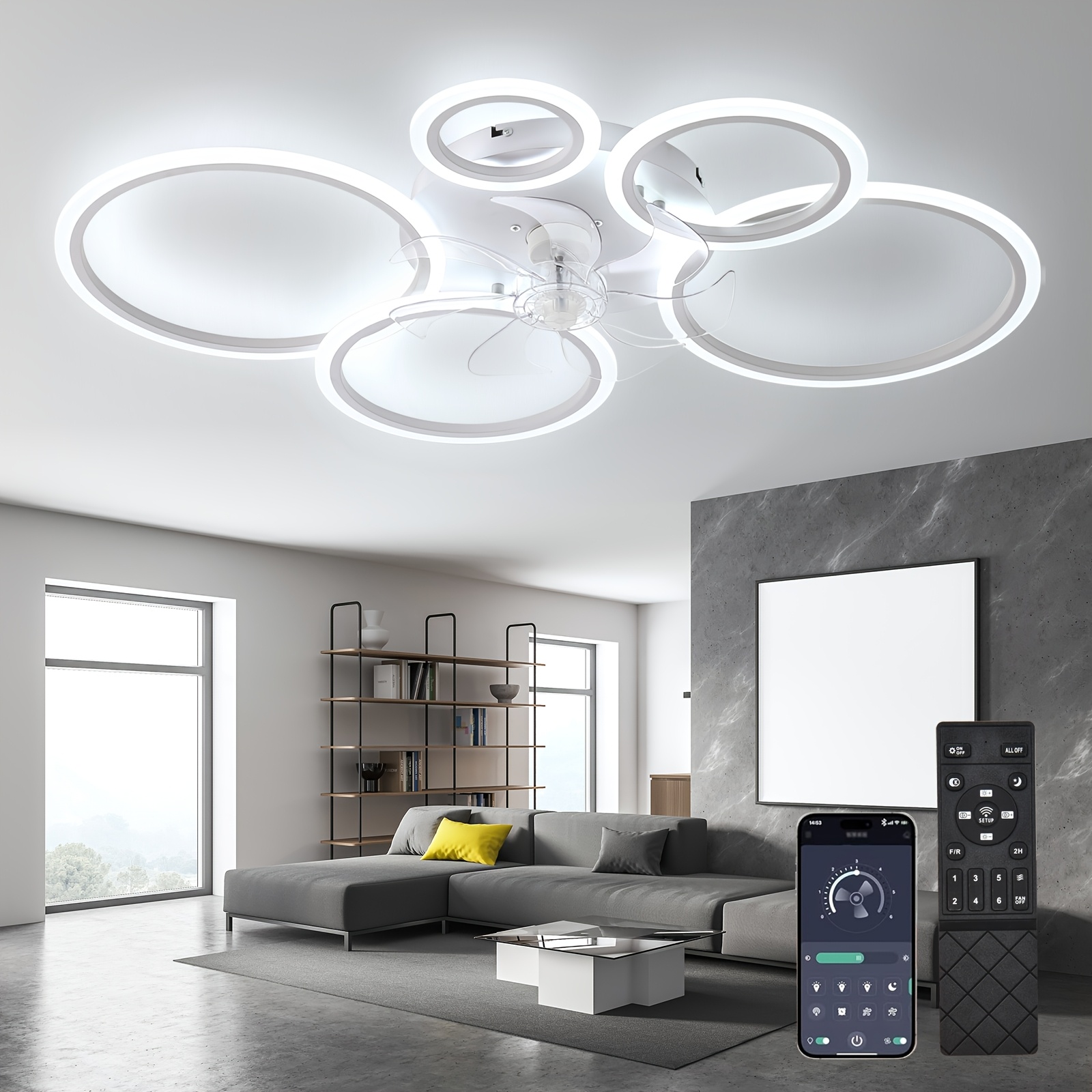 100cm Modern Ceiling Fan With Light & App Control Suitable For Bedroom/living Room, Remote & App Operation, Voltage (-240), Cooling Fan And Dimmable Lighting System For Rooms