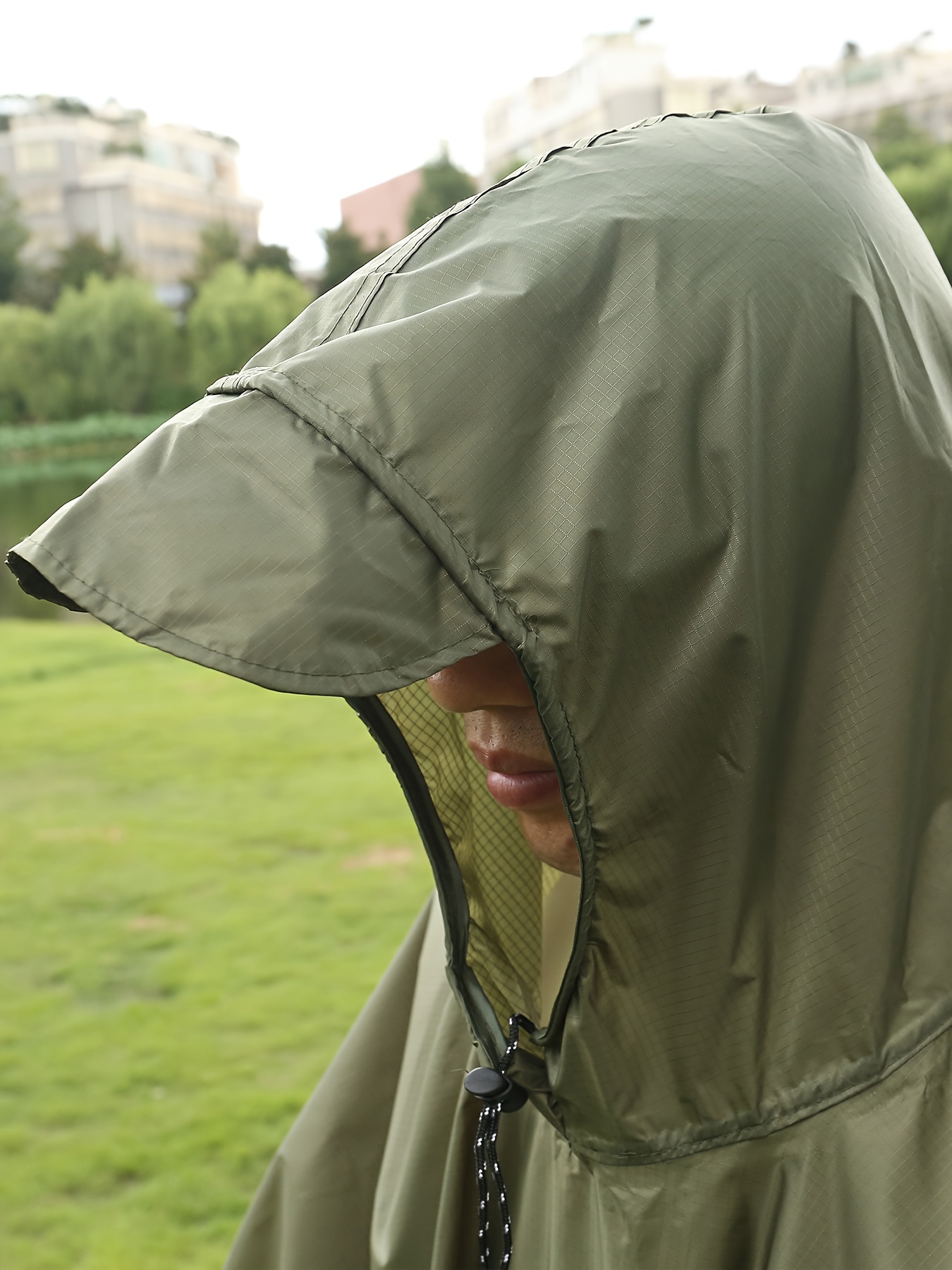 Hooded Rain Poncho Adult Pocket Waterproof Lightweight - Temu