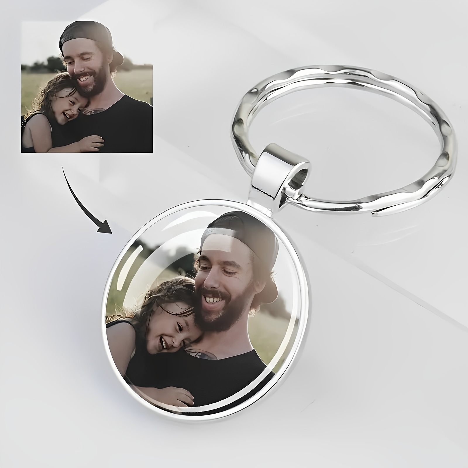 

Custom Photo Glass Dome Keychain - Personalized Stainless Steel Pendant, Design With Parent- Image, Ideal For Family, Pet, & Keepsakes - Fashion Accessory For All