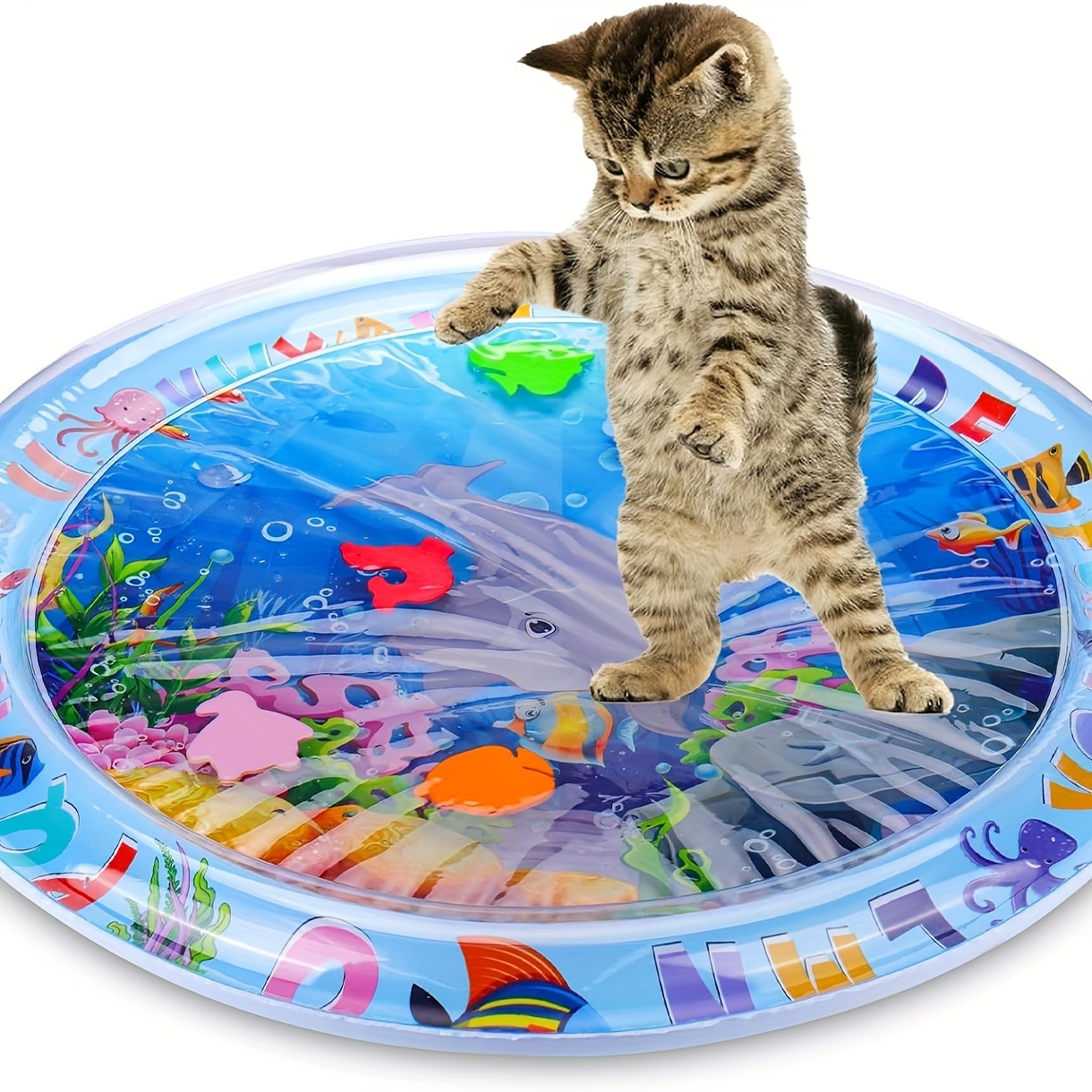 

Interactive Cat Water Sensory Play Mat, Pvc Non-electric Splash Pad With Colorful Undersea Design, Self-entertaining Activity Mat Toy For Indoor Cats, Kick & Play Stimulating Toy For Bored Cats