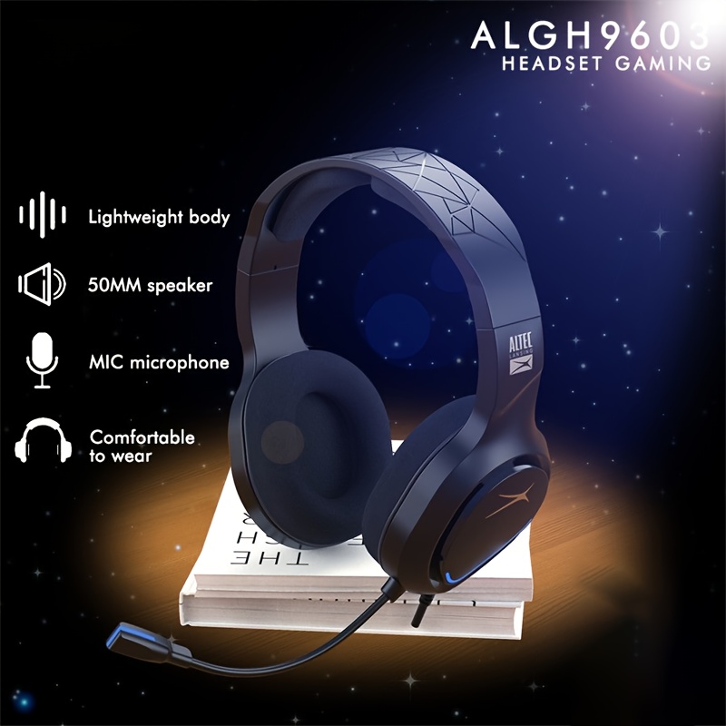 

Algh9603 Over-ear Gaming Headphones With Noise-canceling Mic, Volume Control & Rgb Lighting - 50mm , 3.5mm Aux Port + Usb, Comfortable Wear For Ps5, Ps4, One, Switch & Pc, Gamer Headphones