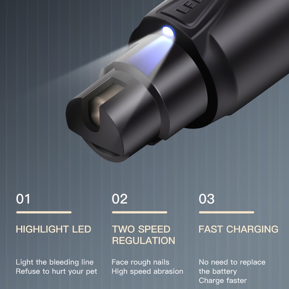 Rechargeable Dog Nail Grinder with LED Light