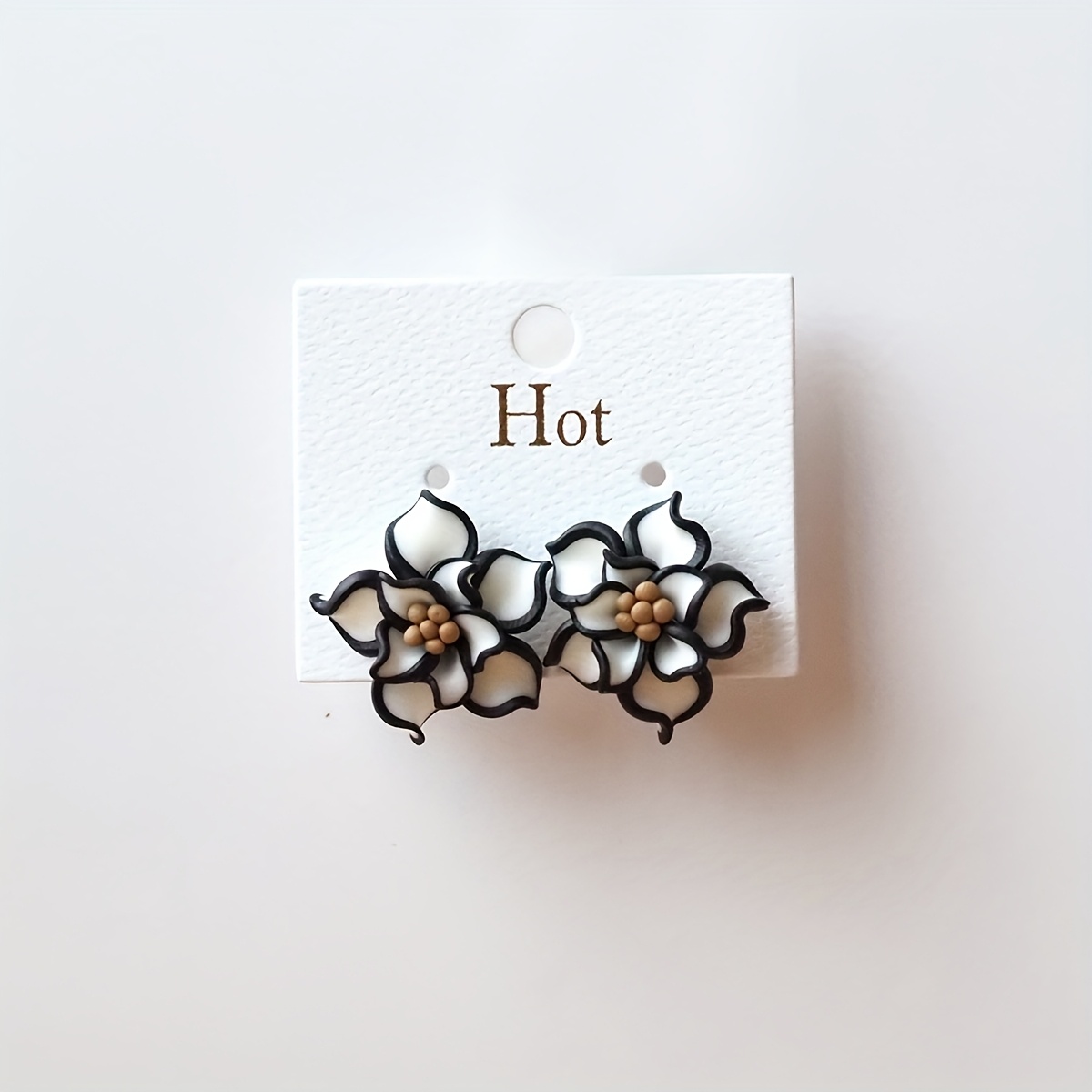 TEMU 1 par de aretes de flores de arcilla hechos a para mujer, aretes de botón florales 3D, joyería llamativa bohemia vintage, elegante diseño de