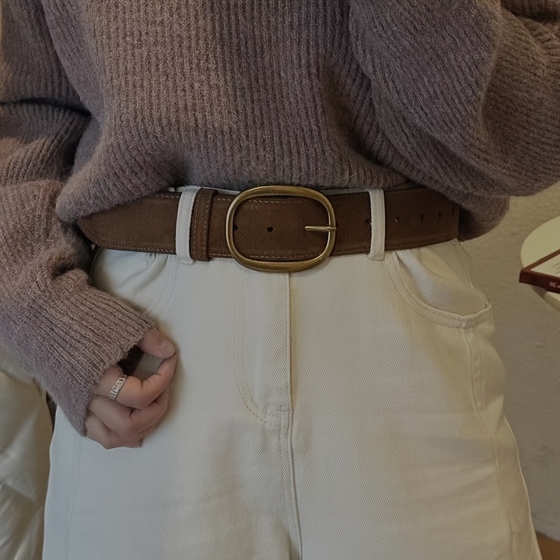 Image of 1pc Pu Material Women'-colored Niche Retro Velvet Belt Wide Belt Ethnic Style Casual Trendy Matching Skirt Pants Decorative Waist Belt