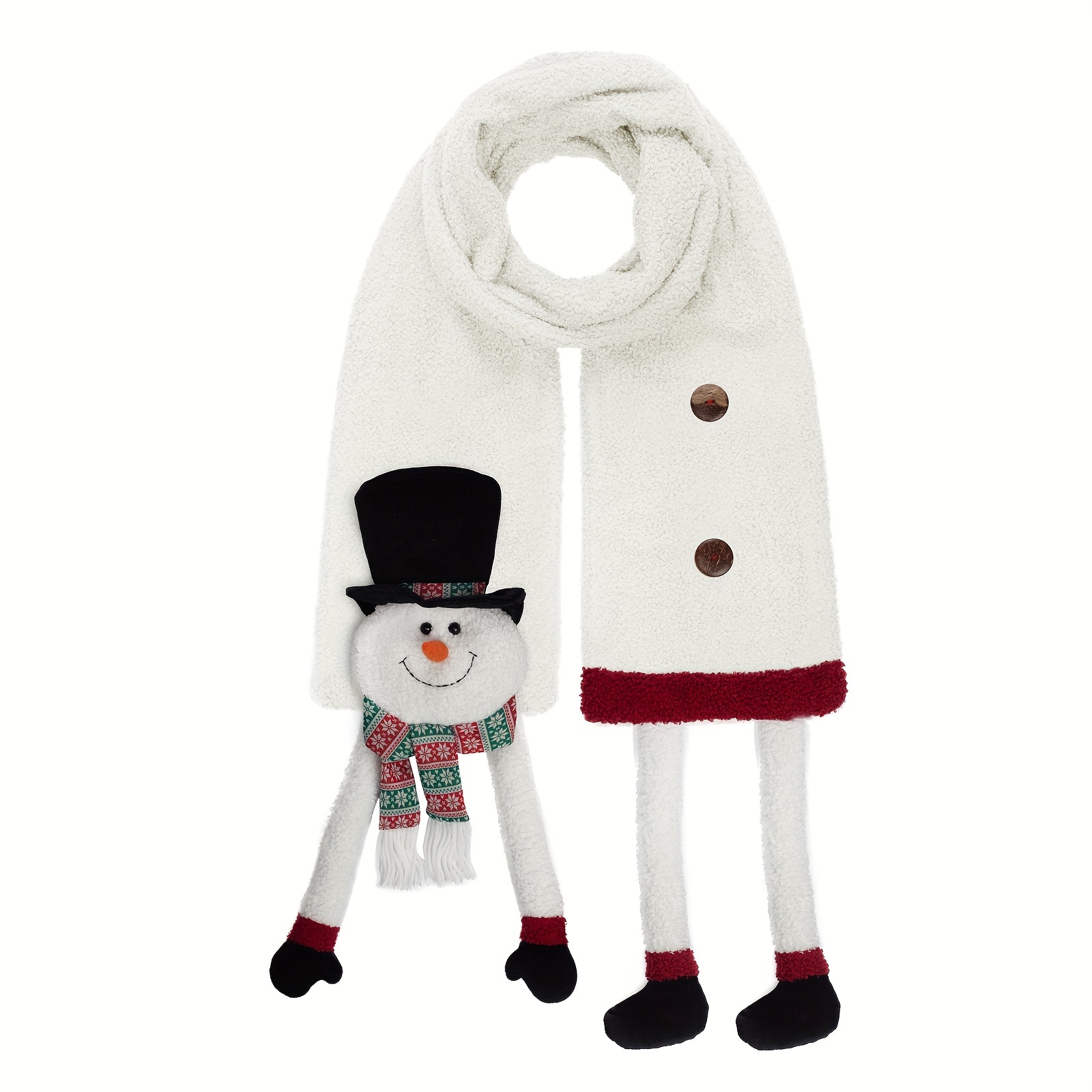 TEMU A Cute Christmas Scarf, Christmas Series Warm Scarf, Winter Teddy Fleece Warm Scarf