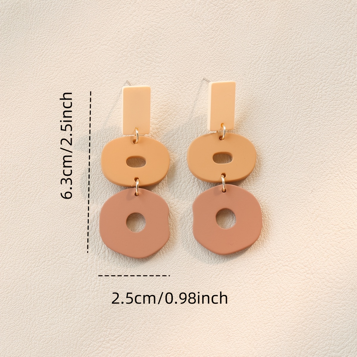 Women's Bohemian Brown Acrylic Long Dangle Earrings, Irregular Circle Pendant