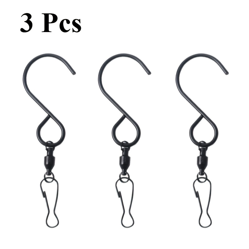 TEMU 3-pack 360 Degree Rotating Hooks, Stainless Steel Swivel Hook Clips - Wall Mounted S-hooks, Suitable For Hanging Windmills, Wind Chimes, Crystal