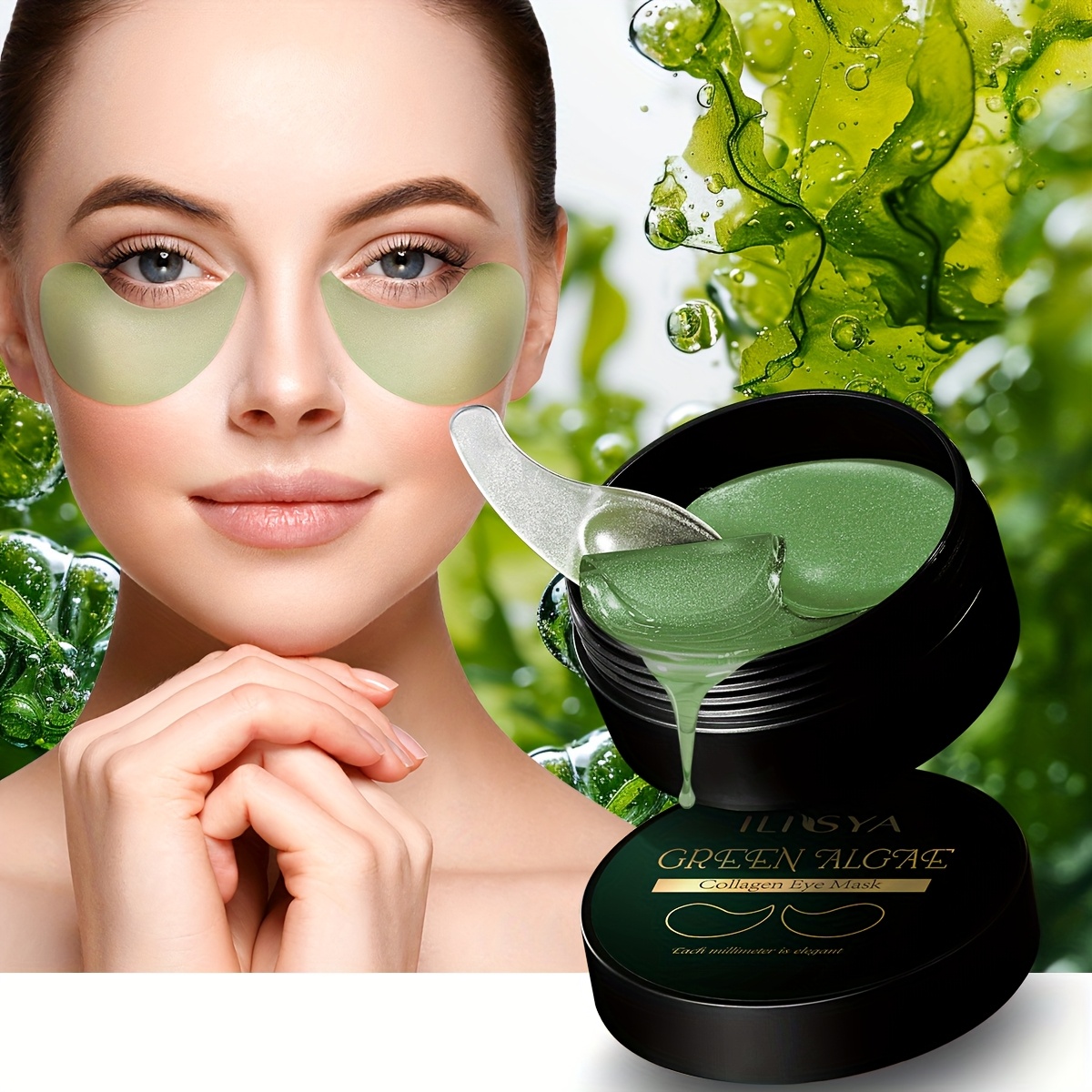 4 kutije maski za oči s esencijom zelenih algi i flastera za oči, miješanih s Sargassum i kolagenom, održavaju vlažnost očiju, nježne i hranjive, udobne i vlažne kože, dostupne kod kuće ili na poslovnim putovanjima, pokloni za Uskrs i Dan zahvalnosti