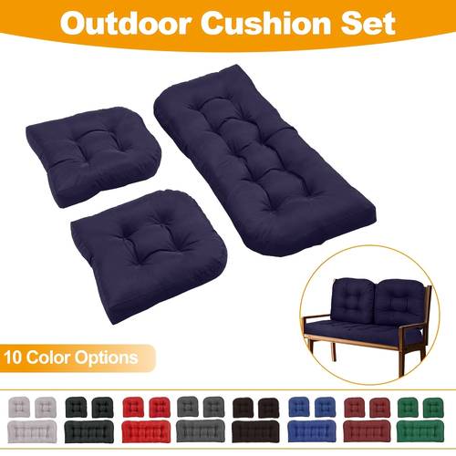 courtyard furniture cushion 3pcs tufted outdoor loveseat cushions rattanchairgarden swing chair cushion waterproof patio seat pad wicker chair cushions for patio furniture sofa 1 loveseat and 2 u shaped cushions