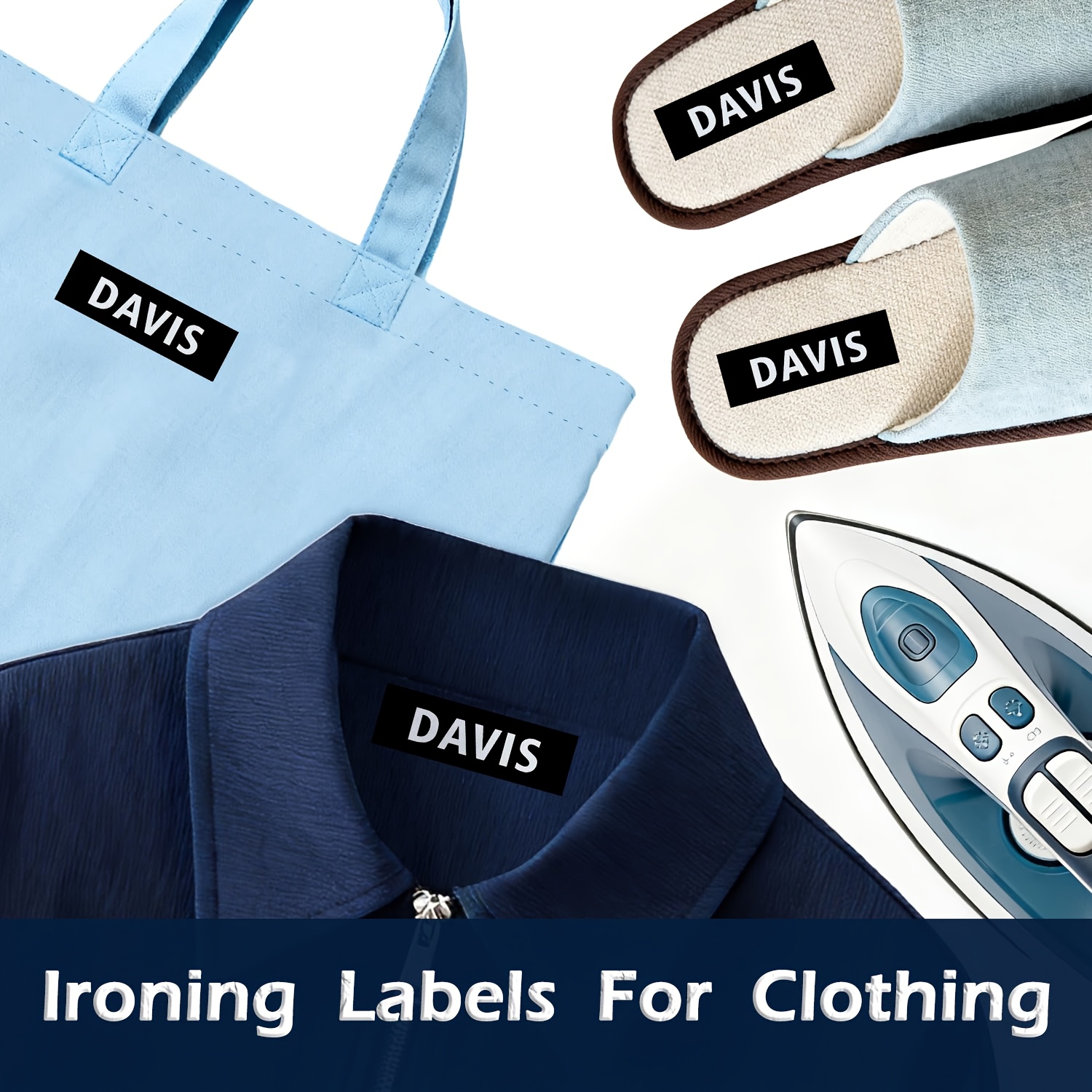 TEMU Custom Personalized Clothing Name Iron On Labels - Soft Fabric Tags, Sew On, For All Kinds Of Clothes, Bags, Slippers & Item Identification &