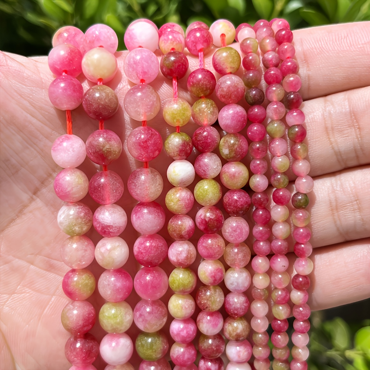 TEMU Perles de quartz de roche rose rêveuses, perles rondes rose-vert exquises de 4/6/8/10 mm, ajouts de bijoux faits à , bracelet collier boucle