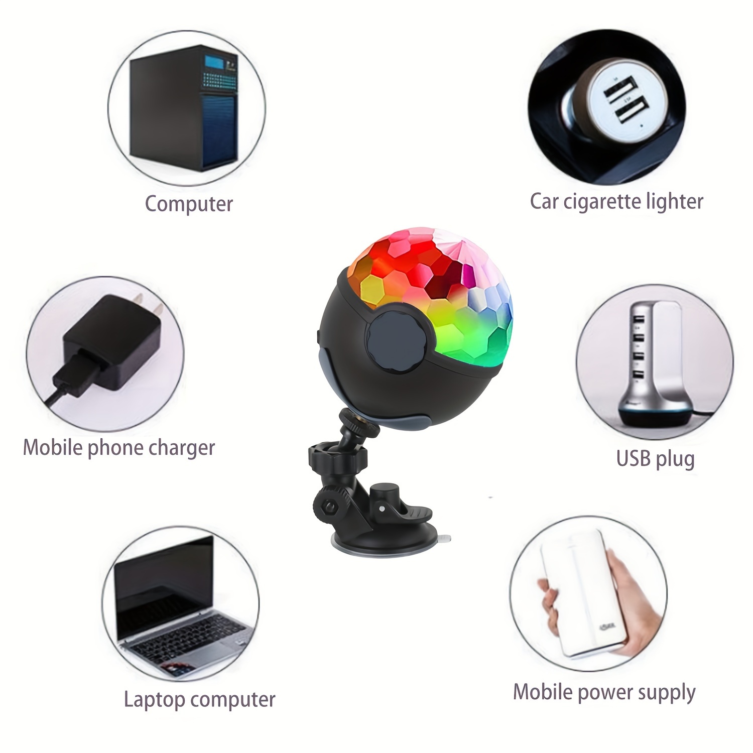 cigarette lighter disco ball disco ball dj lights sound activation rgb rotating stage