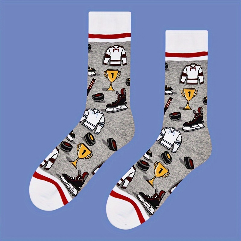 

Unisex Fashion Cartoon Novelty Mid-calf Socks, Cotton With Acrylic, Knit Fabric, Warm, Cozy, , Hand Washable - 75% Cotton, 25% Acrylic