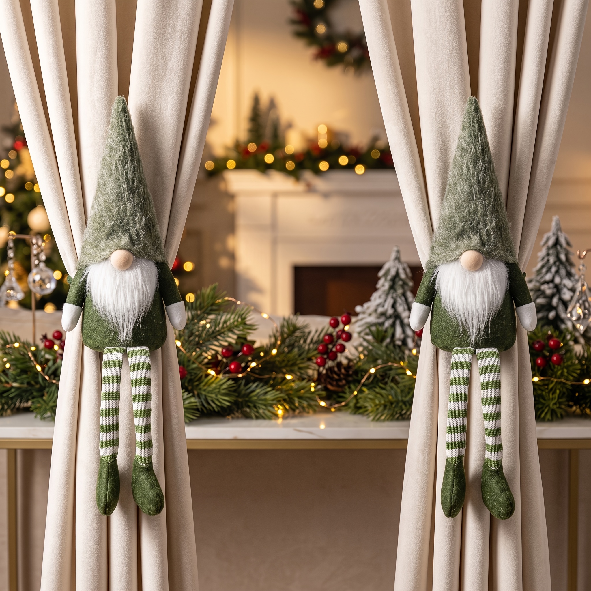 TEMU 2 décorations de Noël, crochets de rideau visage de style nordique pour homme, conviennent pour les décorations de fête et les vitrines,