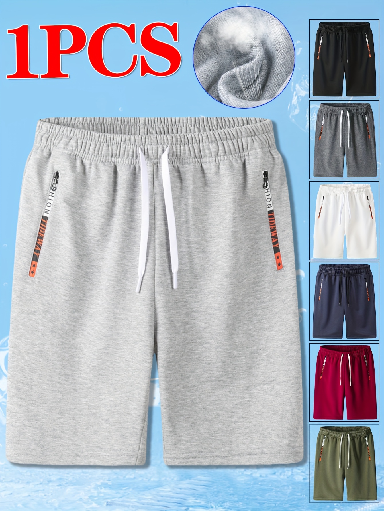 1pc Men's Breathable Knit Athletic Shorts with Elastic Waist & Zipper Pockets - Moisture-Wicking Workout Shorts for Running, Gym, Training, Beach - Multi-Color Options, Smooth Texture Fabric