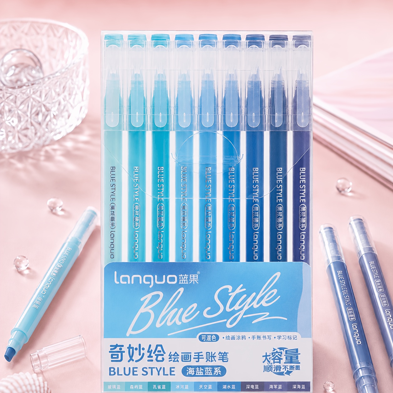 TEMU Languo Lot de 9 Stylos de Papeterie Série Gel pour Peinture Adulte - Ensemble de Stylos à Dessin - Répond aux Besoins de Diverses Scènes que le