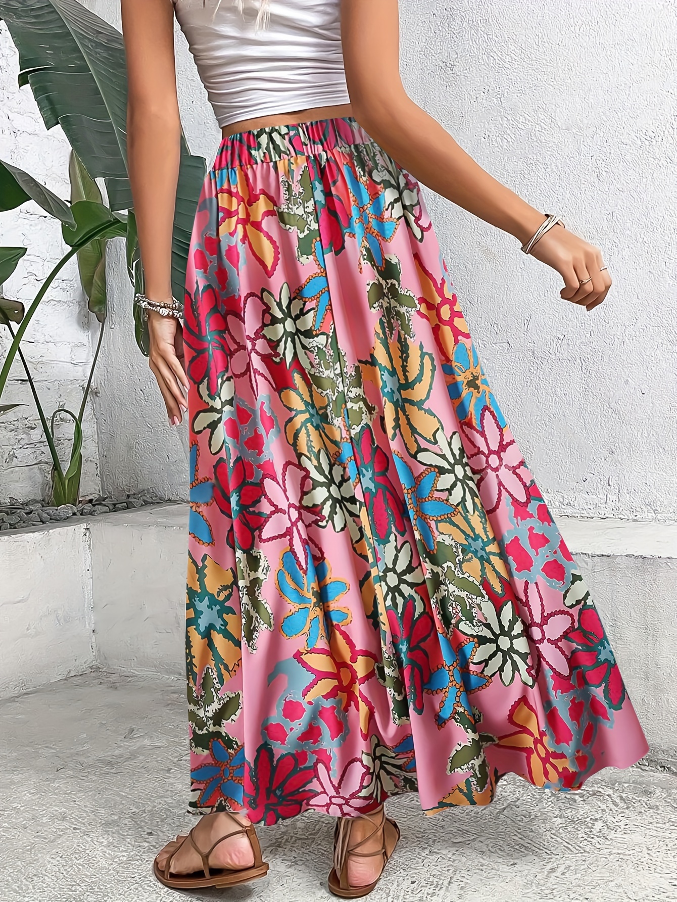 Maxi Skirt Womens Floral Midi Pencil Skirt Floral Print Knee