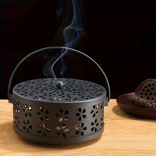 vintage mosquito coil holder with handle portable iron incense holder for home outdoor decor