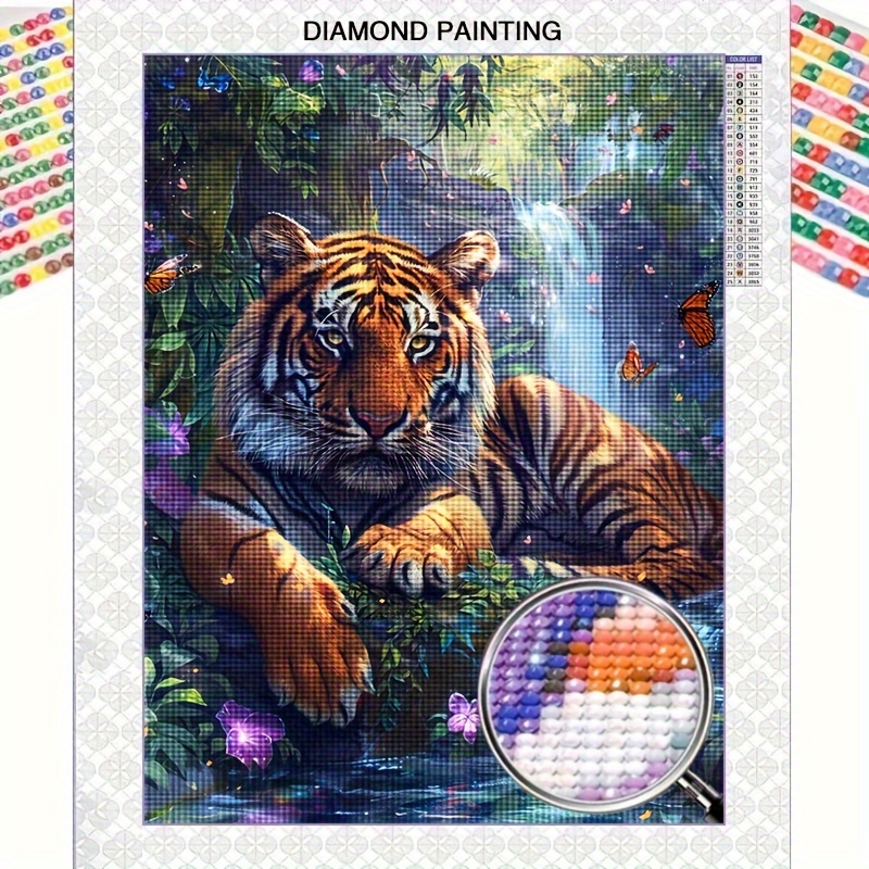 

Contemporary Vertical Oblong Poster Frame For Diamond Painting, Tiger Animal Mosaic Art Kit, Ideal For Diy Wall & Office - Suitable For Beginners, Great For Mother's Day, New Year, Easter Gifts