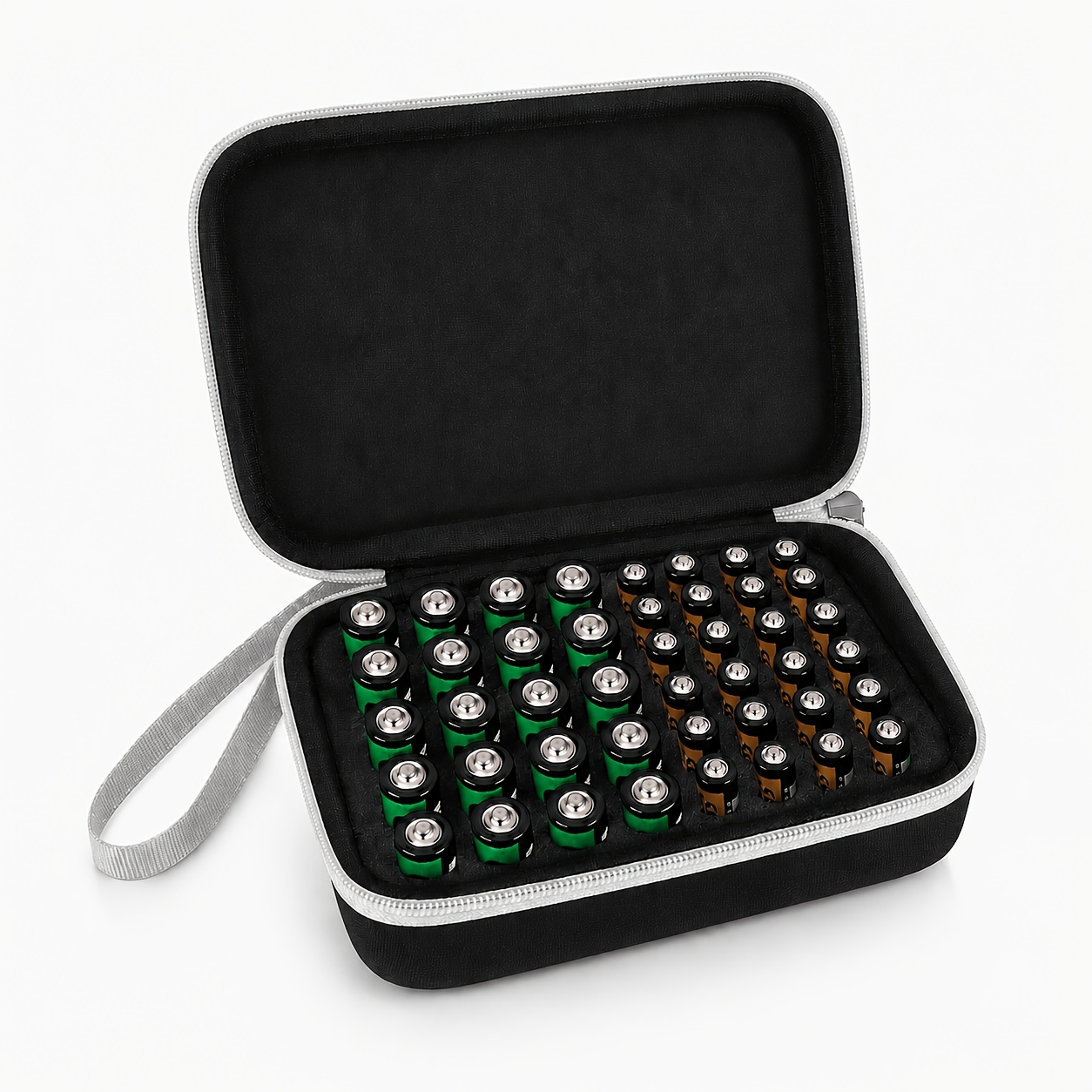 TEMU Boîte de rangement pour piles, Organisateur de piles en feutre de qualité supérieure, Boîte de rangement pour piles de grande capacité pour 44