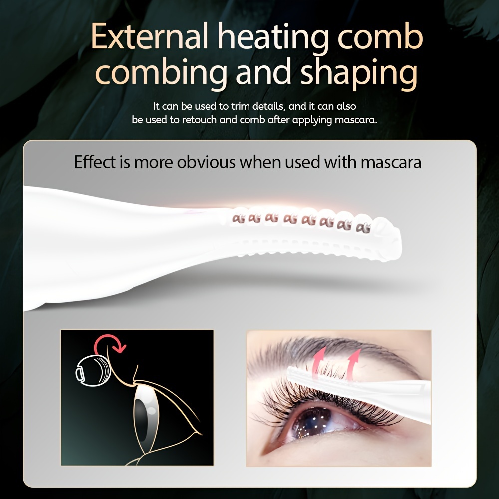 clip type heated eyelash curler with comb usb rechargeable for use after wearing false eyelashes and mascara 3 temperature quick curling long lasting Product details 4