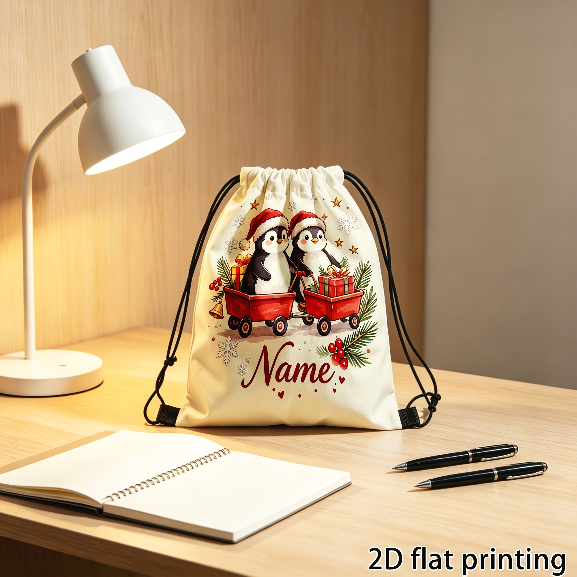 TEMU con Coulisse Personalizzabile con , Borsa di Iuta Pieghevole , Custodia Personalizzata per Regalo di Natale, Design con Chiusura a Coulisse, per