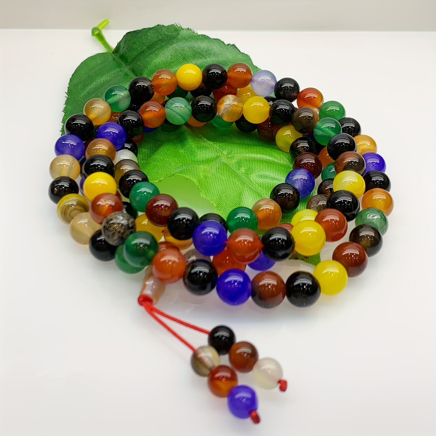 108pcs 8mm Agate Bead Bracelet Multicolor October Birthstone Gemstone Jewelry