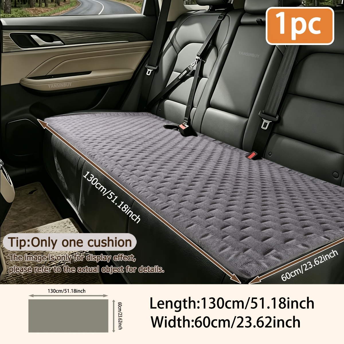 TEMU 1pc Quilted Pet Car Back Seat Cover, Non-slip Car Rear Seat Cushion Protector, Soft Breathable Anti-scratch Pet Travel Car Mat, Machine Washable