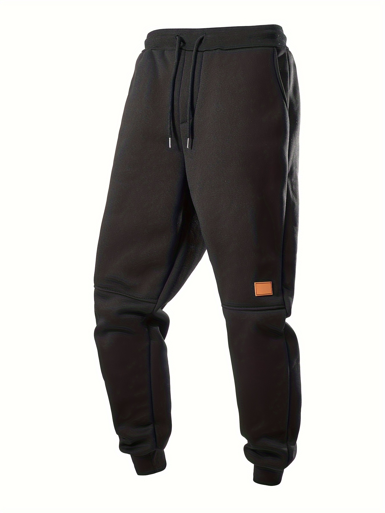 5pcs Men's Fleece Lined Solid Jogger Sweatpants With Drawstring, Casual Warm Sporty Trousers As Gift