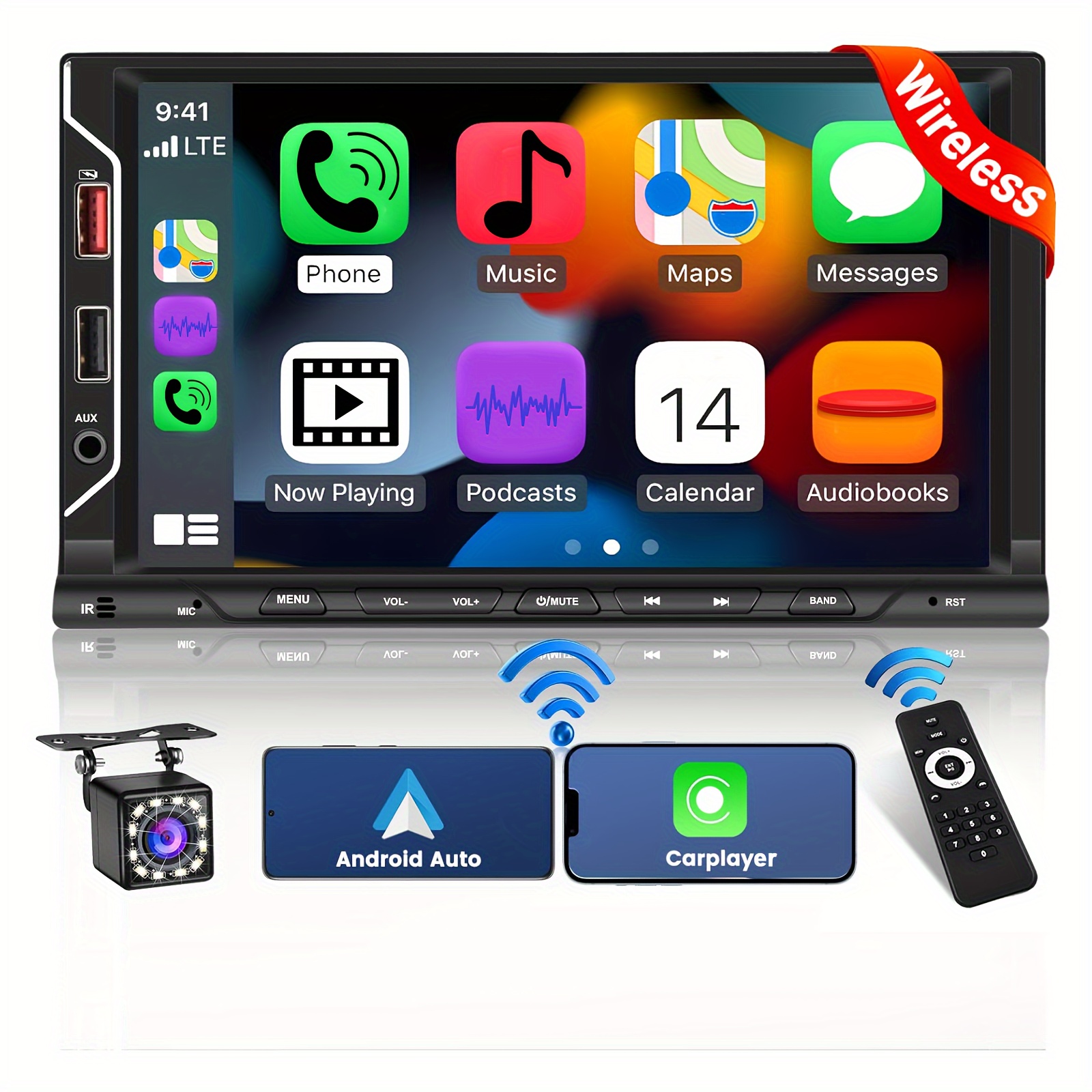 

[wireless Carplayer & Auto] Double Din Car Wireless 7 Hd Touchscreen Car , , Fm/am , Aux/6-usb