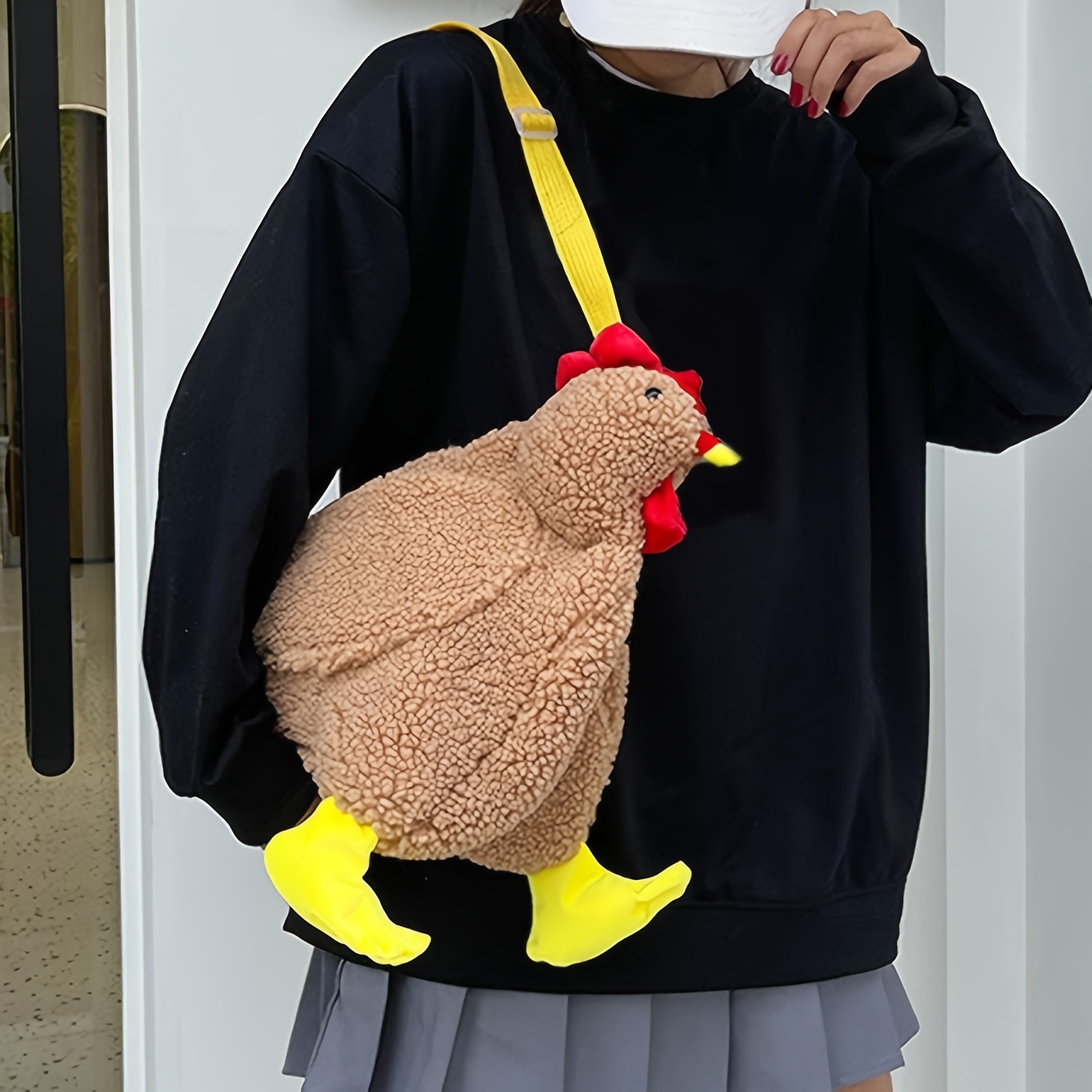 

Cute Chicken Handbag, Chicken Purse Chicken Bag Fluffy Hen Crossbody Bag Plush Handbags Cartoon Shoulder Bag For Women