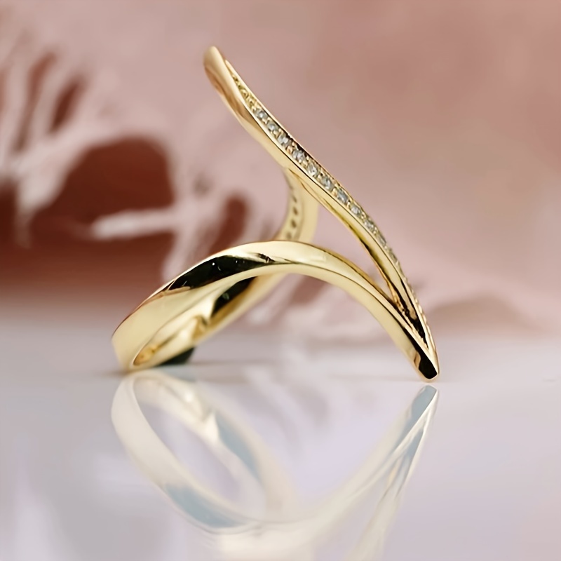 [18K Golden Plated Ring] Fashionable And Stylish 18K Golden Plated Zirconia Inlaid Ring • Exquisite Women's Daily Casual Party Banquet Birthday Gift