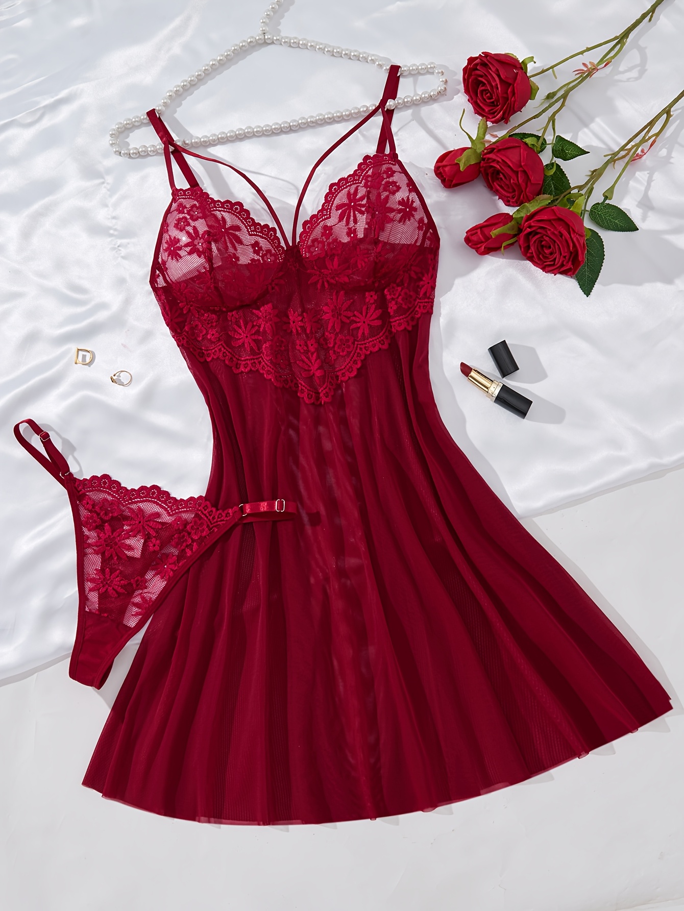 open lace back dress Red Maxi Turkish Henna Night Dress – Sultan Dress main image 0