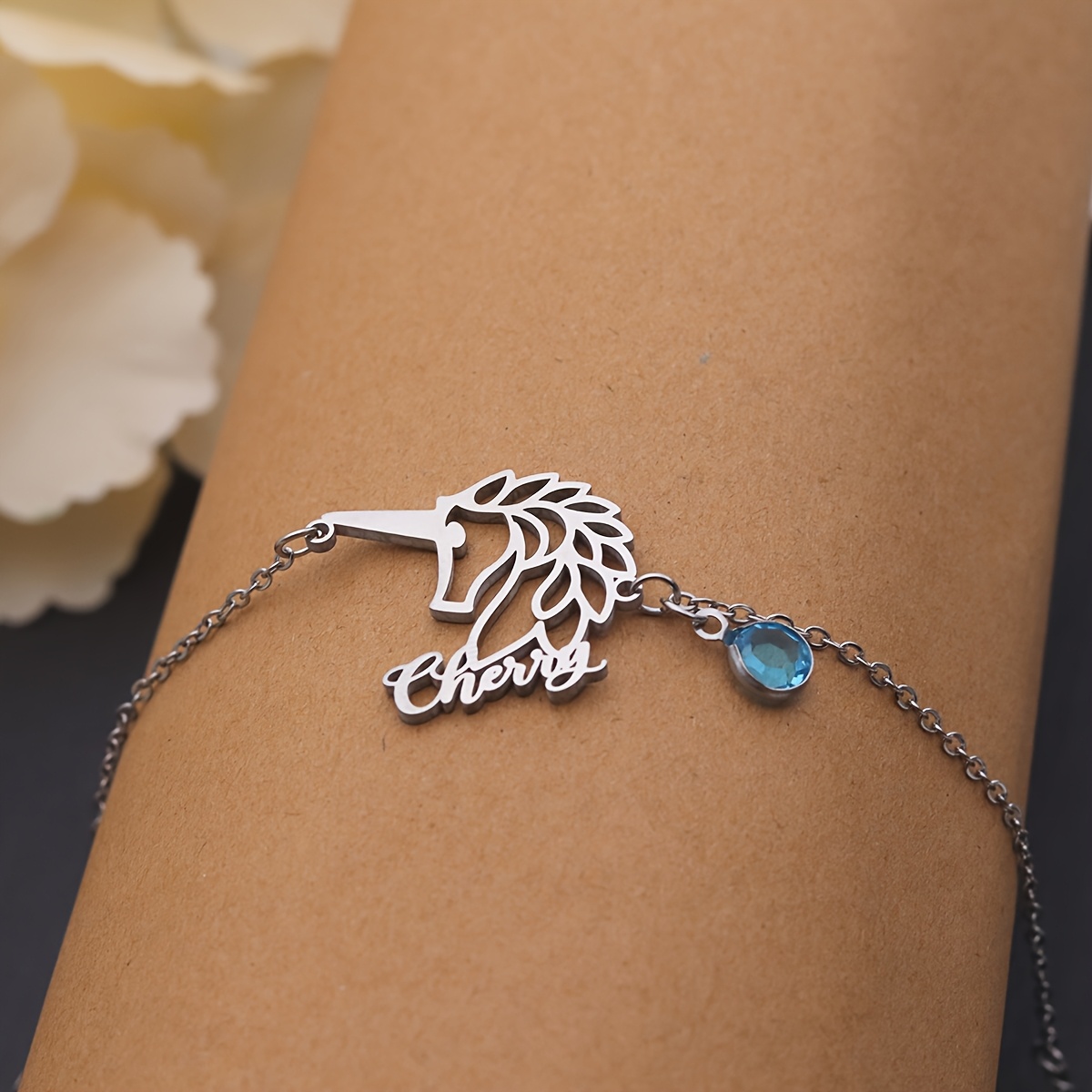 Personalized Unicorn Stainless Steel Bracelet, Birthday Gift