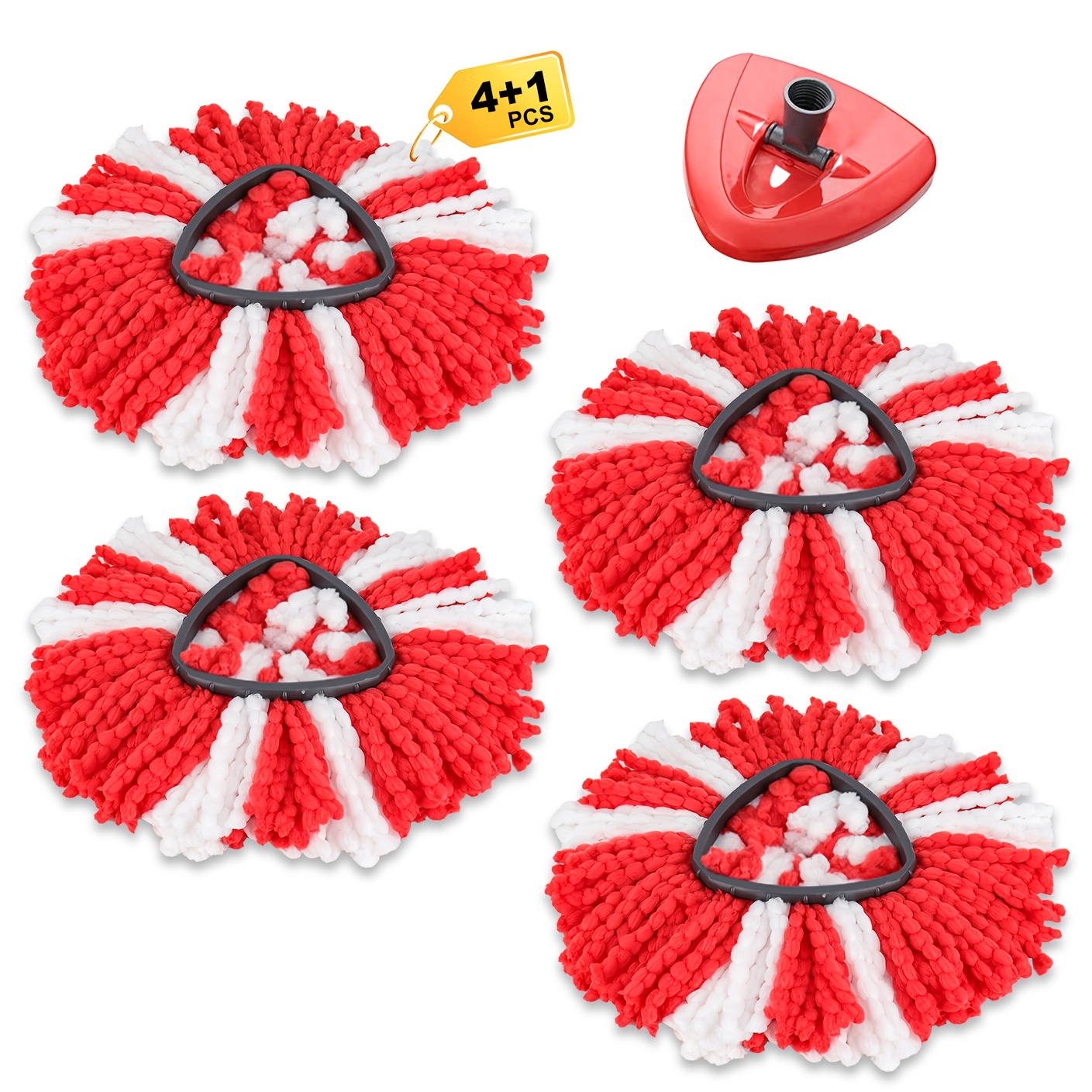 Image of Mop Replacement Set With 5 Washable Mop Heads 1 Base Plate For Single-bucket Rotation Mop System, Compatible With Hardwood, Tile And Floors Practical Cleaning For The Household
