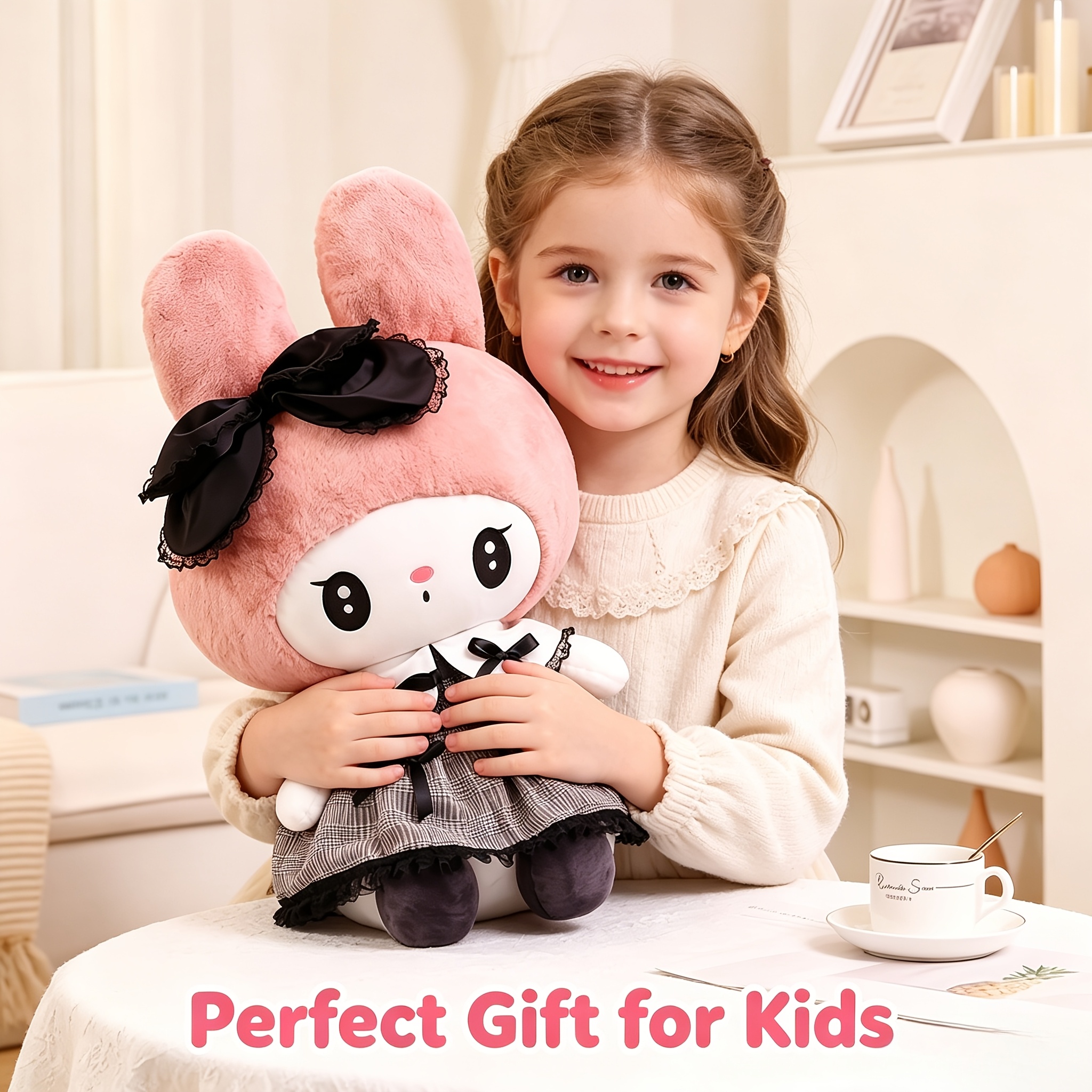 Image of Toy Suitable For - Soft Hugging Teddy Stuffed Animal Doll With Cute Anime Characters, Cuddly Room Decor Gift For, Bedside (//pink)