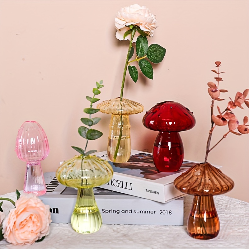 

5pcs/set Creative Garden Style Hydroponic Flower Arranger, Mushroom Glass Vase, Table Decoration Vase, Home Decoration Vase