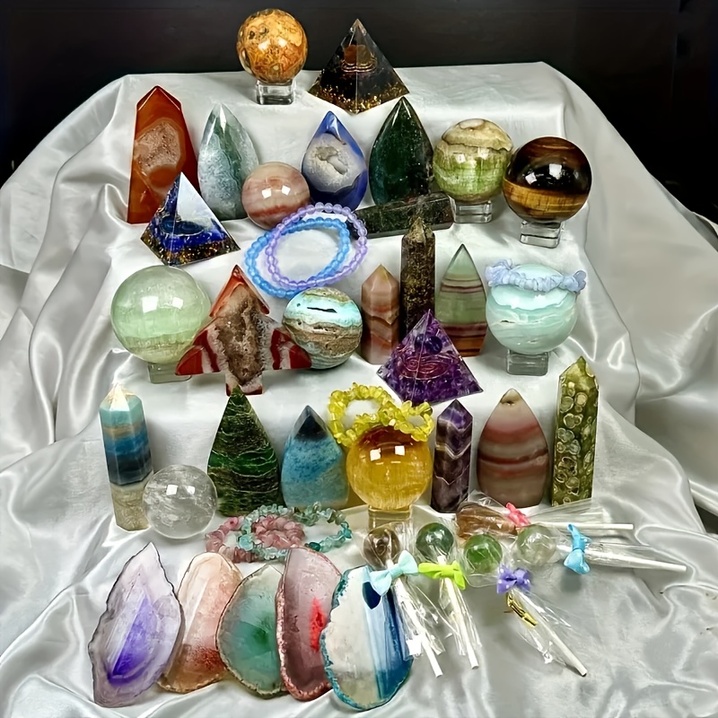 Image of 1lb/480g Bohemian Style Box Set, Featuring A Of Shapes And Colorful Crystal Stones, Making It The For Christmas Gifts