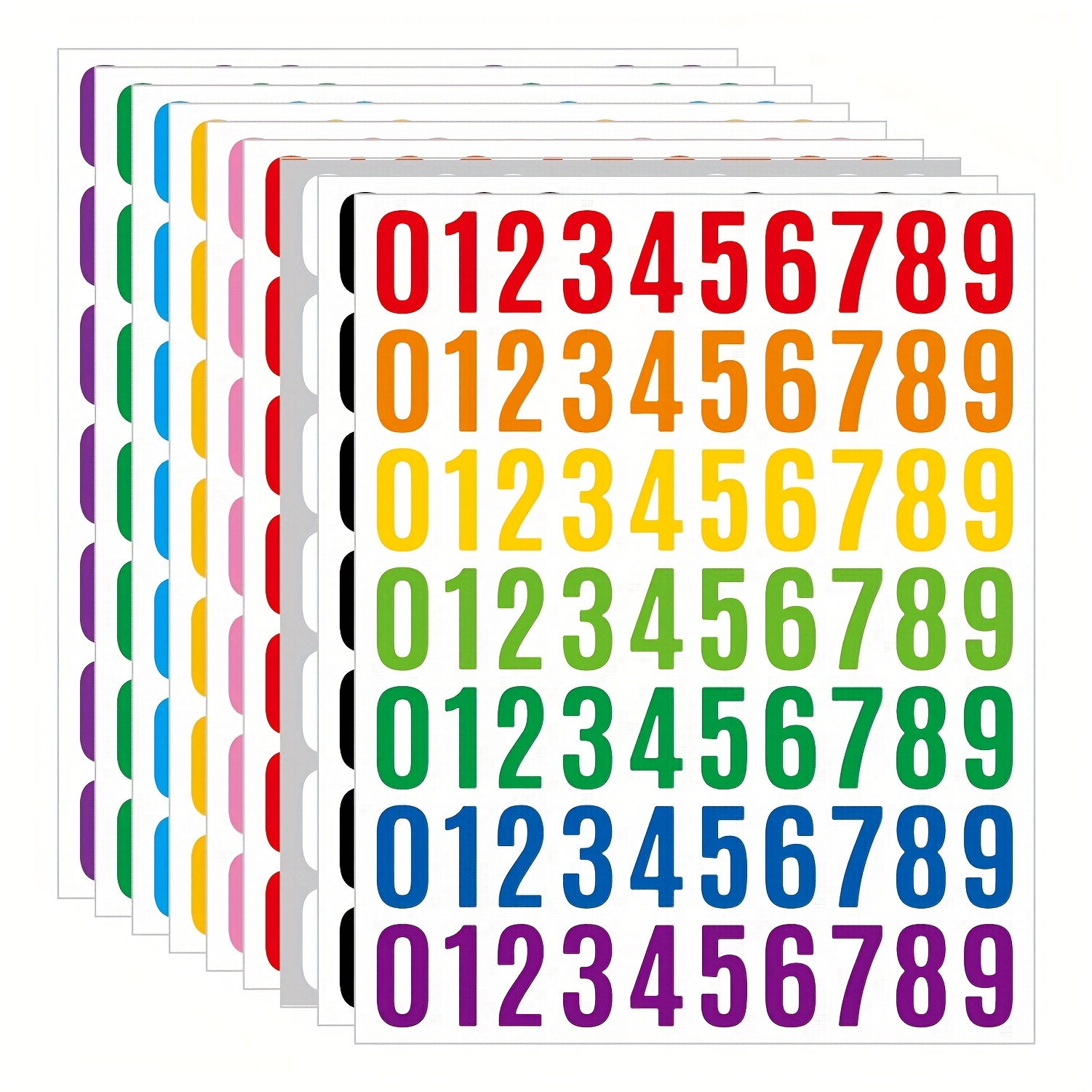 Image of 9 Sheets Of Colorful Vinyl Self-adhesive Number Stickers, 1 Inch In Size, Suitable For Use In Offices, Schools, And Homes For Name Labels, Posters, Crafts, Art Projects, And Classroom Decorations