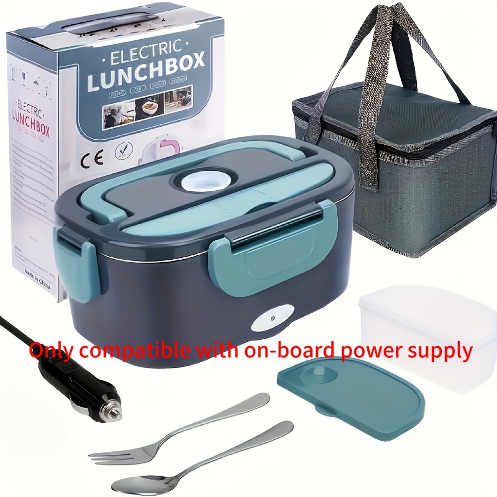 TEMU Boîte à lunch portable avec récipient anti-fuite amovible et ustensiles - Chauffe-plat pour de 60.87Oz, sac isotherme adapté pour voiture,