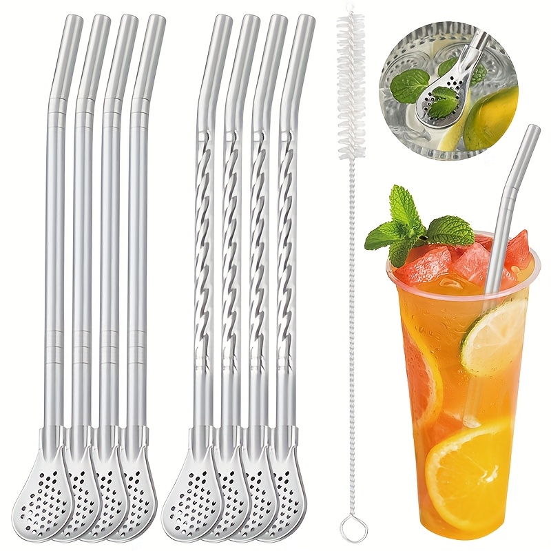 3 peças conjunto de   e   em aço inoxidável, peneira desmontável para chá com   e  , escova para  , kit multifuncional durável - design limpeza detachável,   para misturar chás, acessórios para bebidas, peneira reutilizável para chás soltos, mexedor de café mardi gras, essenciais para cozinha na páscoa   de são patrício