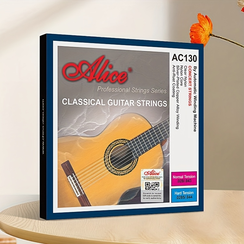 TEMU High-tension Classical Guitar Strings Ac130-h, Transparent Nylon Gloss, Composite Nylon Core, Silver-plated Copper (standard Anti-rust Coating)